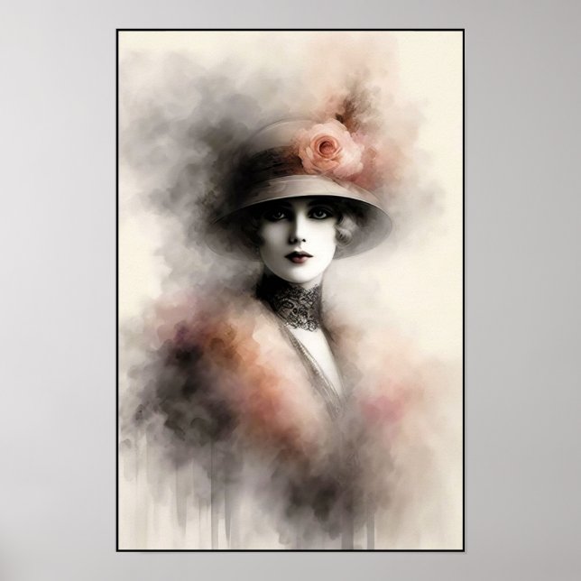 Affiche Portrait Rétro Brumeux d'Élégance (Devant)