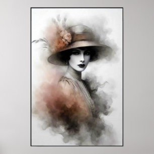 Affiche Portrait Rétro Brumeux d'Élégance
