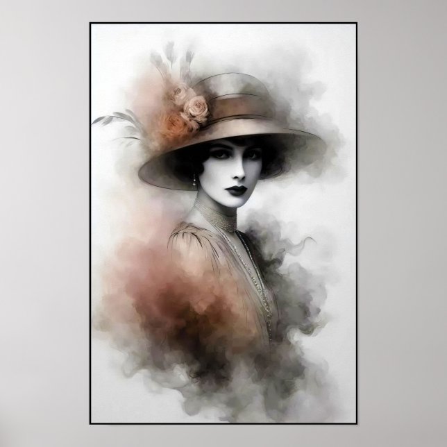 Affiche Portrait Rétro Brumeux d'Élégance (Devant)