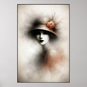 Affiche Portrait Rétro Brumeux d'Élégance