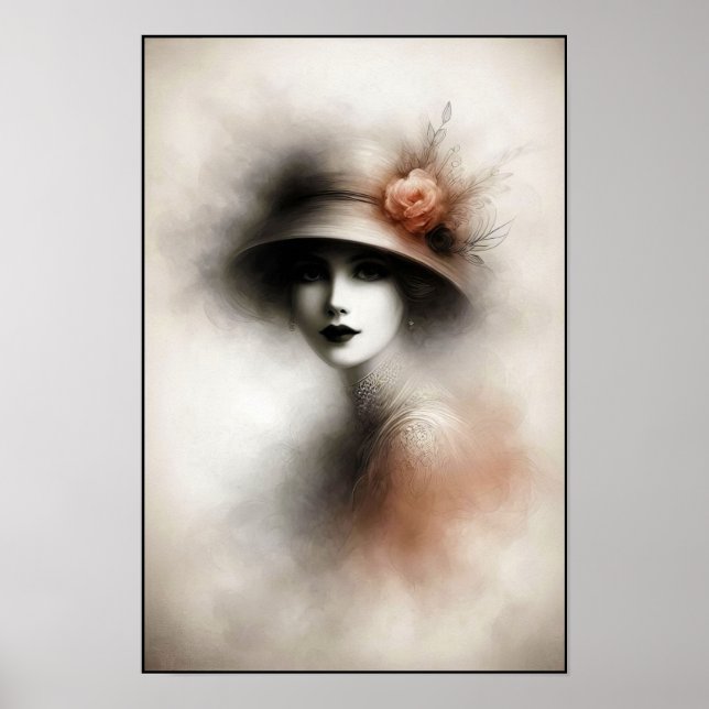Affiche Portrait Rétro Brumeux d'Élégance (Devant)