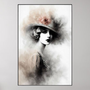 Affiche Portrait Rétro Brumeux d'Élégance