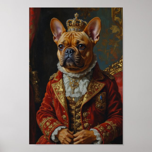 Affiche Portrait Royal de Bouledogue Français (Devant)