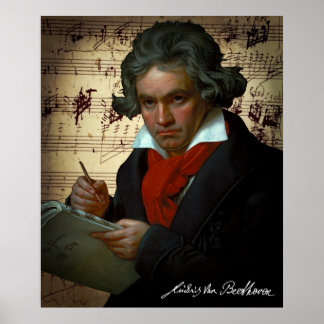 Affiche PORTRAIT SOMBRE du GÉNIE MUSICAL BEETHOVEN 1820