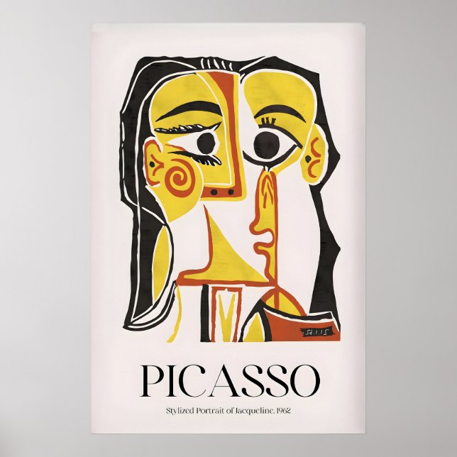 Affiche Portrait stylisé de Picasso Jacqueline962 Abstrait (Devant)