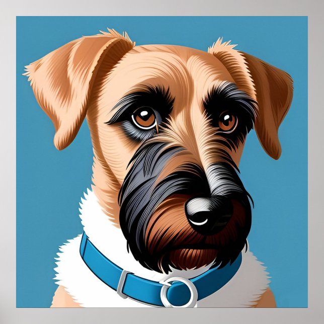 Affiche Portrait stylisé d'un chien terrier (Devant)