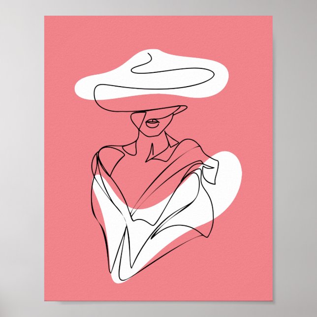Affiche Portrait tendance Lady Line-Art (Devant)