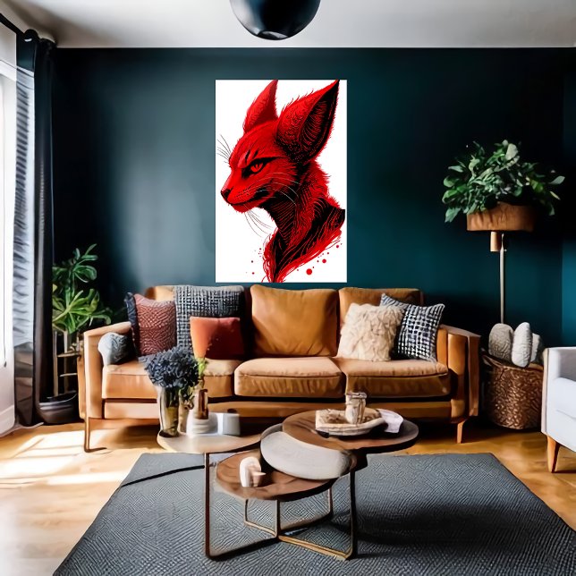 Affiche Portrait tête de chat rouge | Art AI (Créateur téléchargé)