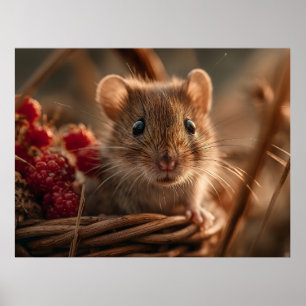 Affiche Portrait ultra rapproché d'une souris sauvage ador