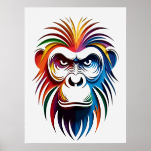 Affiche Portrait vibrant de gorille en couches