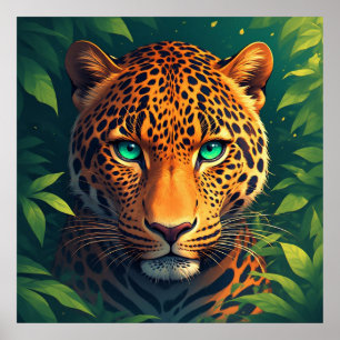 Affiche Portrait vibrant de léopard aux yeux émeraude