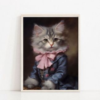 Affiche Portrait vintage de chaton, Portrait d'animal vict