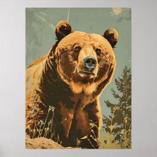 Affiche Portrait vintage de l'ours Brown