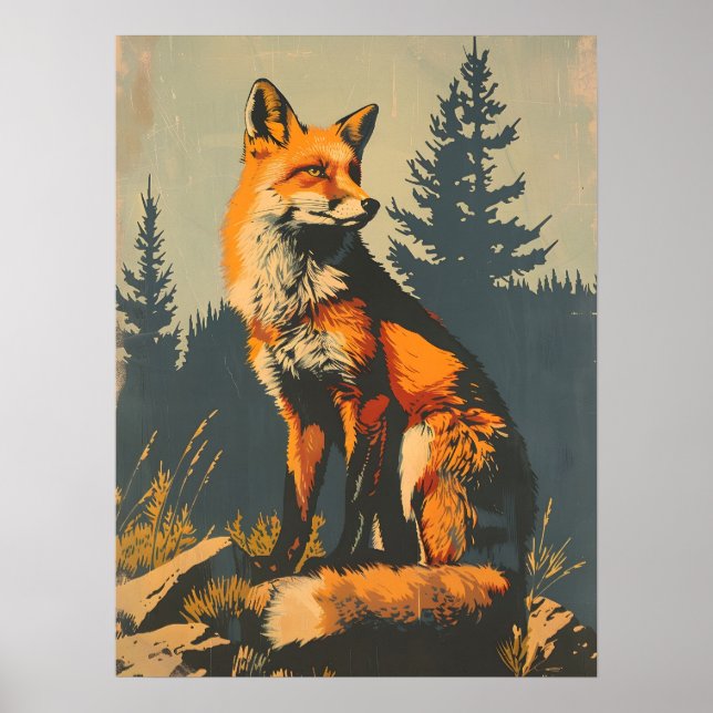 Affiche Portrait vintage de Red Fox (Devant)