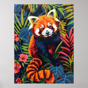 Affiche Portrait vintage du Panda rouge