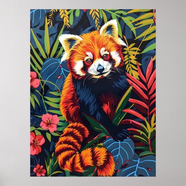 Affiche Portrait vintage du Panda rouge (Devant)