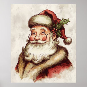 Affiche Portrait vintage du Père Noël