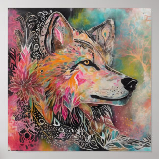 Affiche Portrait Whimsical Wolf