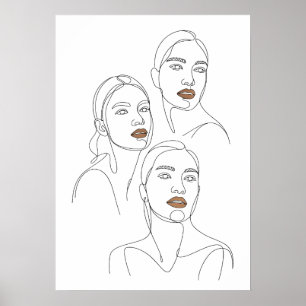 Affiche Portraits de femmes au trait minimaliste