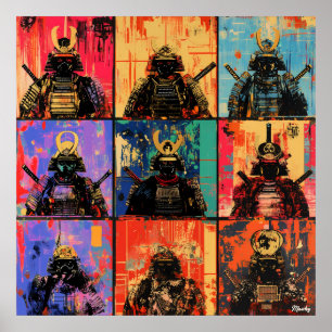Affiche Portraits de Guerriers Samouraïs dans l'Art de Gra