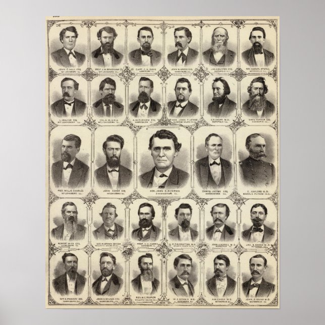 Affiche Portraits de John C Hall et du professeur JW Brads (Devant)