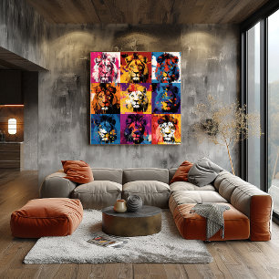 Affiche Portraits de lions graffiti audacieux avec une amb