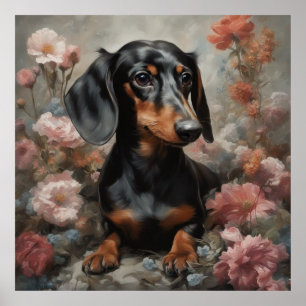 Affiche Portraits de races de chiens de fleurs 10
