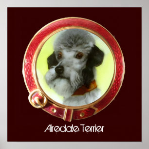 Affiche PORTRAITS MINIATURES DE CHIEN VICTORIENS Airedale