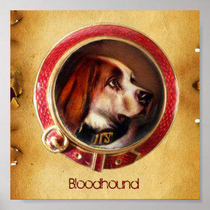 Affiche PORTRAITS MINIATURES DE CHIEN VICTORIENS Bloodhoun