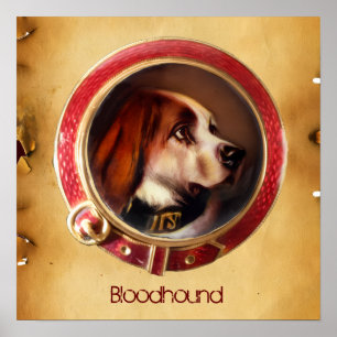 Affiche PORTRAITS MINIATURES DE CHIEN VICTORIENS Limier