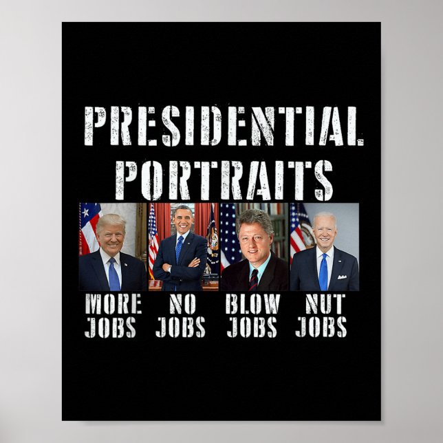 Affiche Portraits présidentiels de l'Humour Trump Obama Bi (Devant)