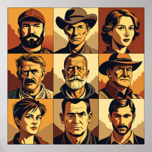 Affiche Portraits ruraux de Sepia Toned