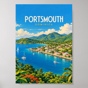 Affiche Portsmouth Dominica Art de Voyage Rétro