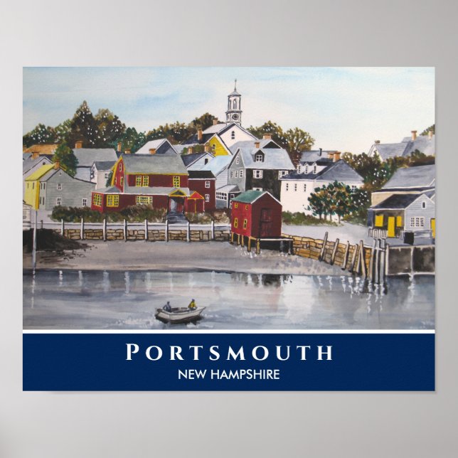 Affiche Portsmouth Harbour New Hampshire USA Peinture (Devant)