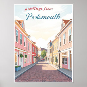 Affiche Portsmouth, New Hampshire – Rues Coloniales