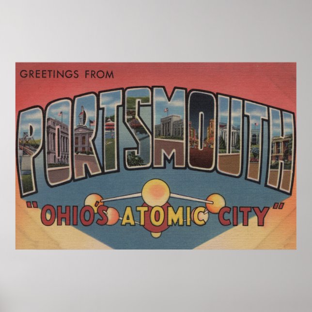 Affiche Portsmouth, Ohio - Scènes de grandes lettres (Devant)