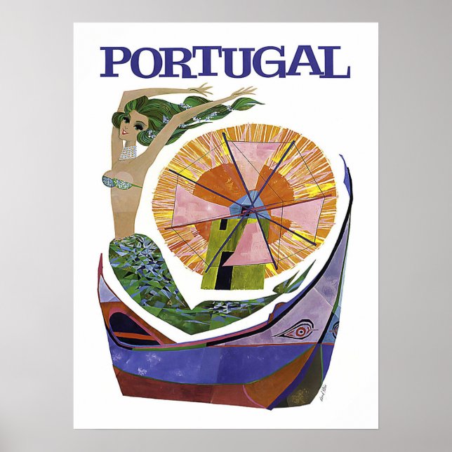 Affiche Portugal, mélange d'attractions touristiques, vint (Devant)