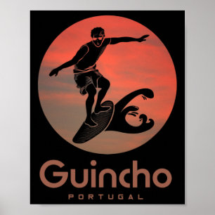 Affiche Portugal Planche à voile Surf Surfeurs Praia Do Gu