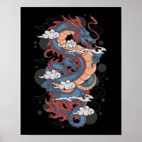 Pos d'art traditionnel de dragon japonais antique