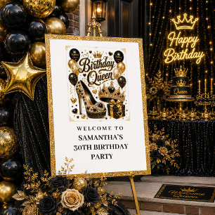 Affiche Pos de bienvenue Reine d'anniversaire Paillettes O