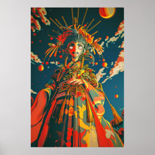 Affiche Pos D'Illustration Psychédélique Très Contraste