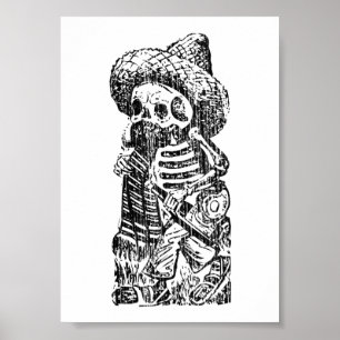 Affiche Posada Calavera avec Moustache et Tequila