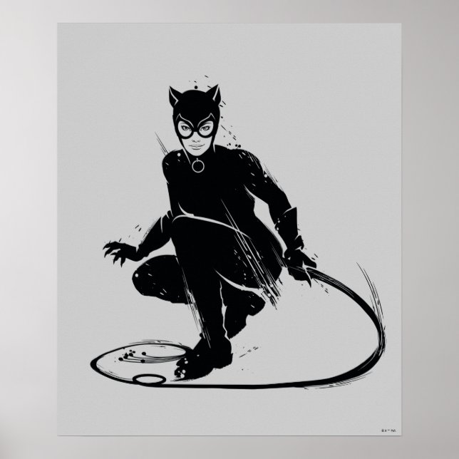 Affiche Pose à pinceau en encre Catwoman (Devant)