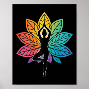 Affiche Pose de yoga chakra arbre silhouette lotus lance m