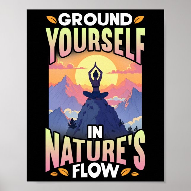 Affiche Pose de yoga dans la nature, ancrez-vous dans le f (Devant)