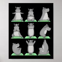 Pose de yoga de l'hippopotame zen mignon exercice
