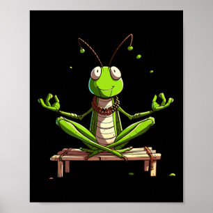 Affiche Pose de yoga de méditation de sauterelle relaxante
