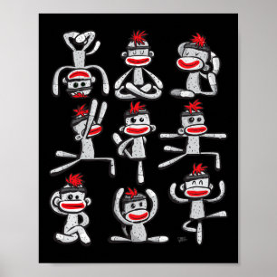 Affiche Pose de yoga Femme Asana Singe Chaussette Mignon B