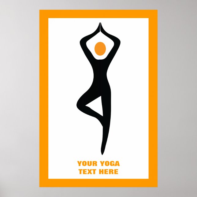 Affiche Pose de yoga noir, orange personnalisé (Devant)