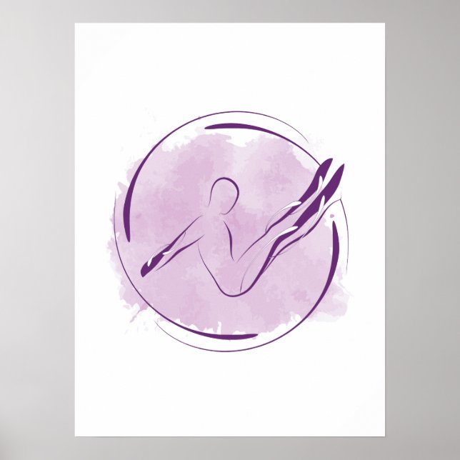 Affiche Pose Pilates Aquarelle Abstraite (Devant)